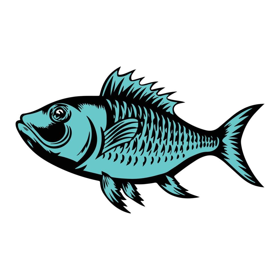 ilustrador color lleno pescado Arte diseño vector