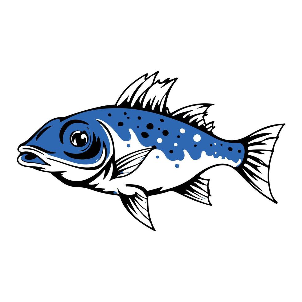 ilustrador color lleno pescado Arte diseño vector