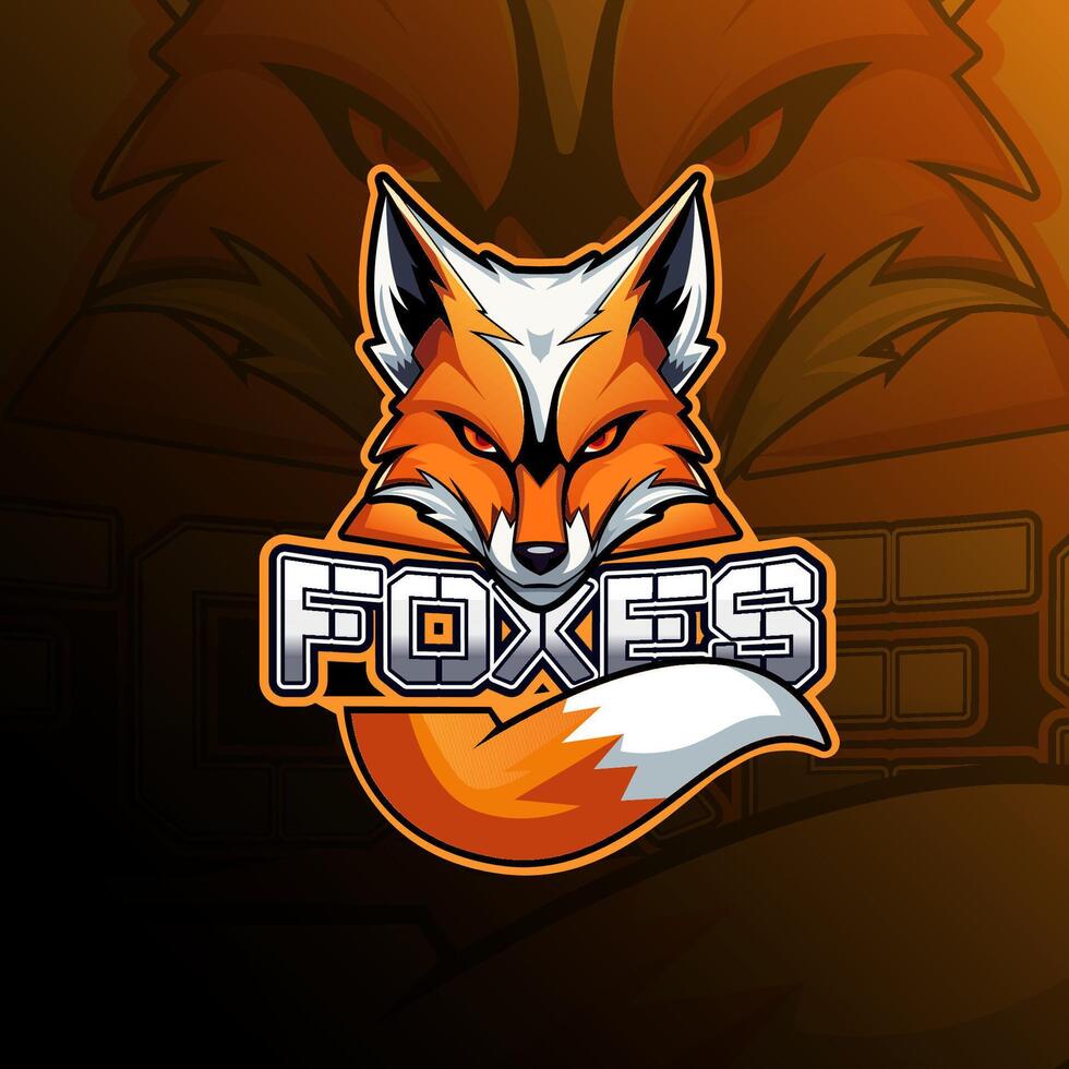 Fox mascot logo design for badge, emblem, esport and t-shirt printing vector