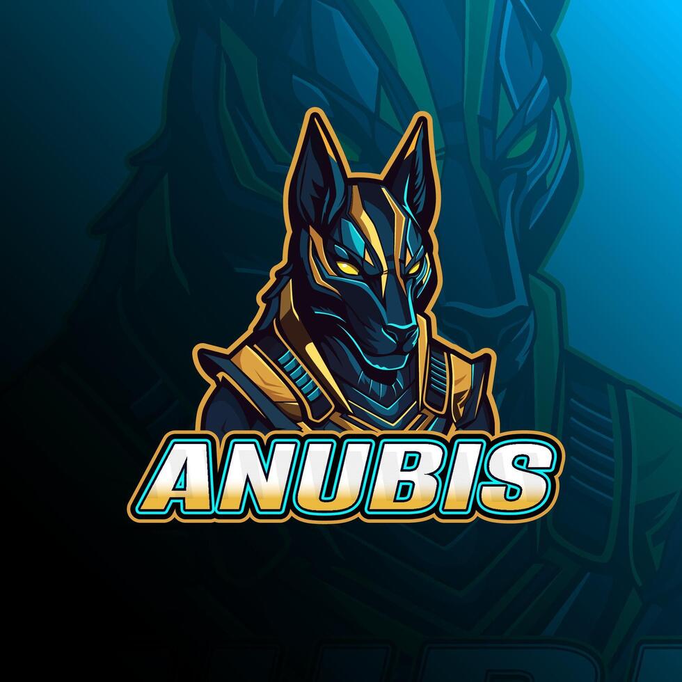 anubis mascota logo diseño para insignia, emblema, deporte y camiseta impresión vector