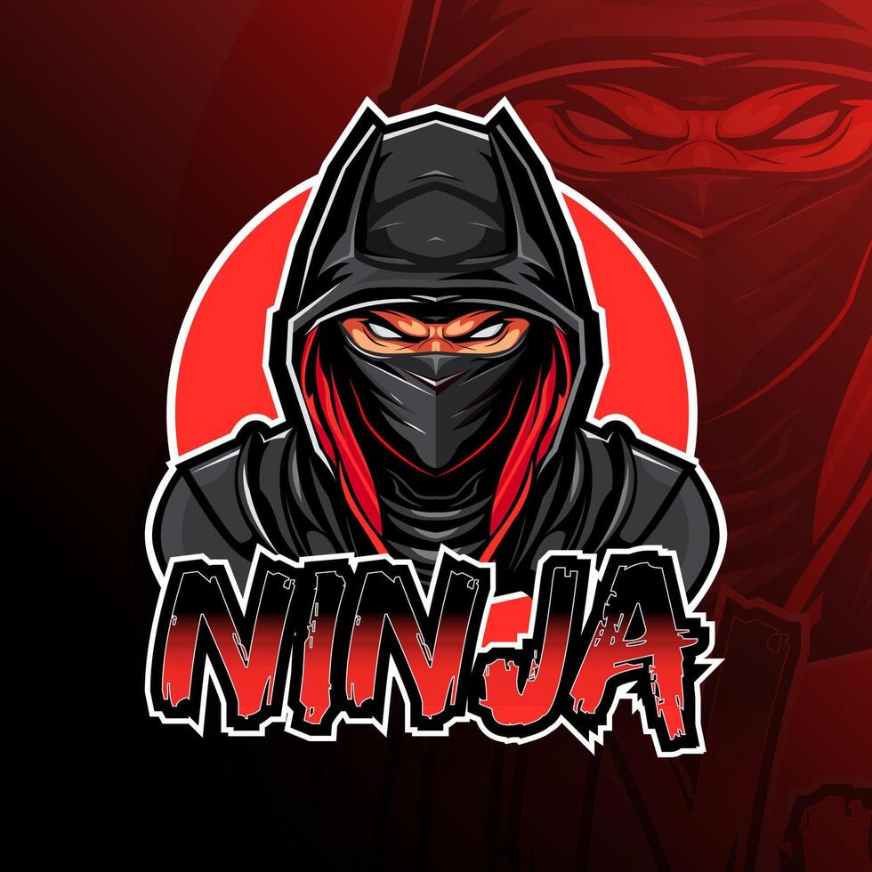 ninja mascota logo e-sport diseño vector