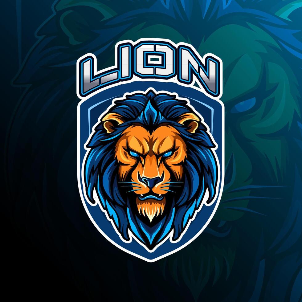 león mascota logo diseño para insignia, emblema, deporte y camiseta impresión vector