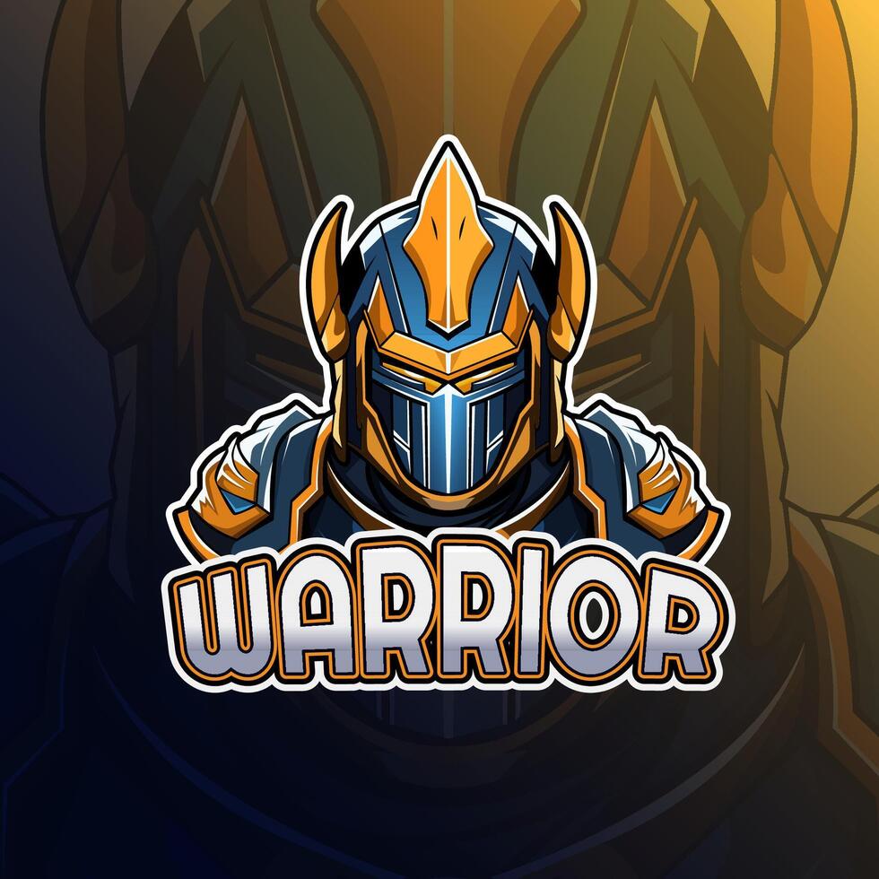 Warrior mascot logo design for badge, emblem, esport and t-shirt printing vector