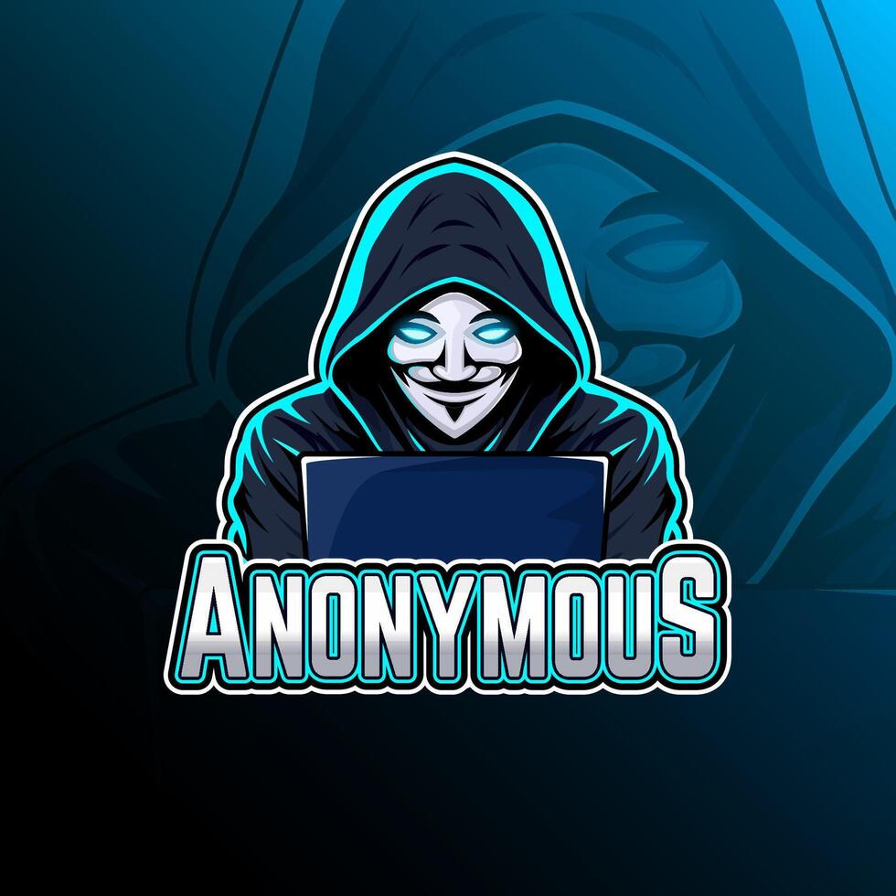 Anonymous mascot logo design for badge, emblem, esport and t-shirt printing vector