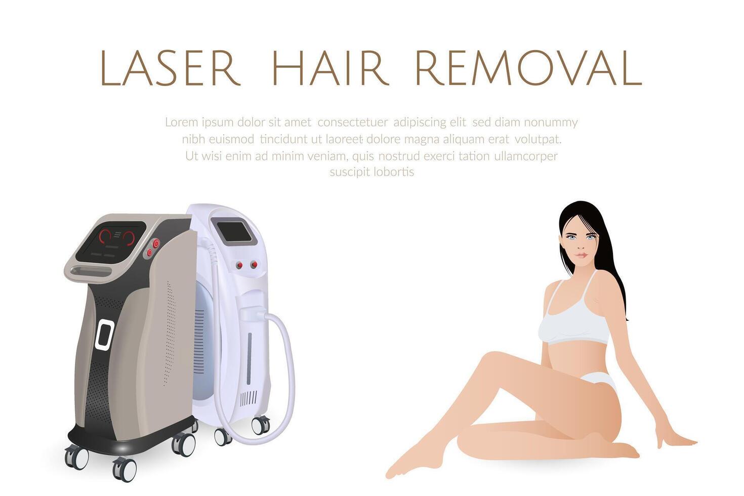 Hair removal procedure. Laser machine for hair removal and beauty treatments. Cosmetic laser machine vector