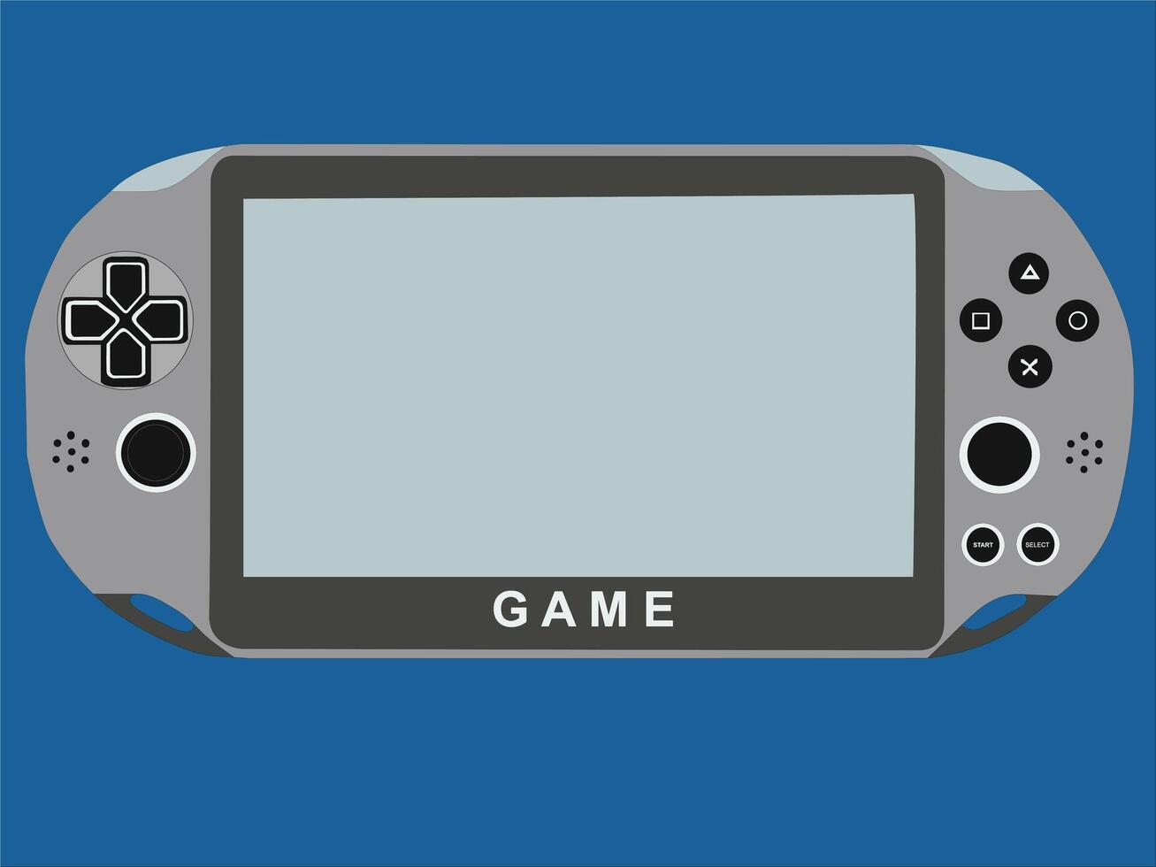 The game console is black with a blue background vector