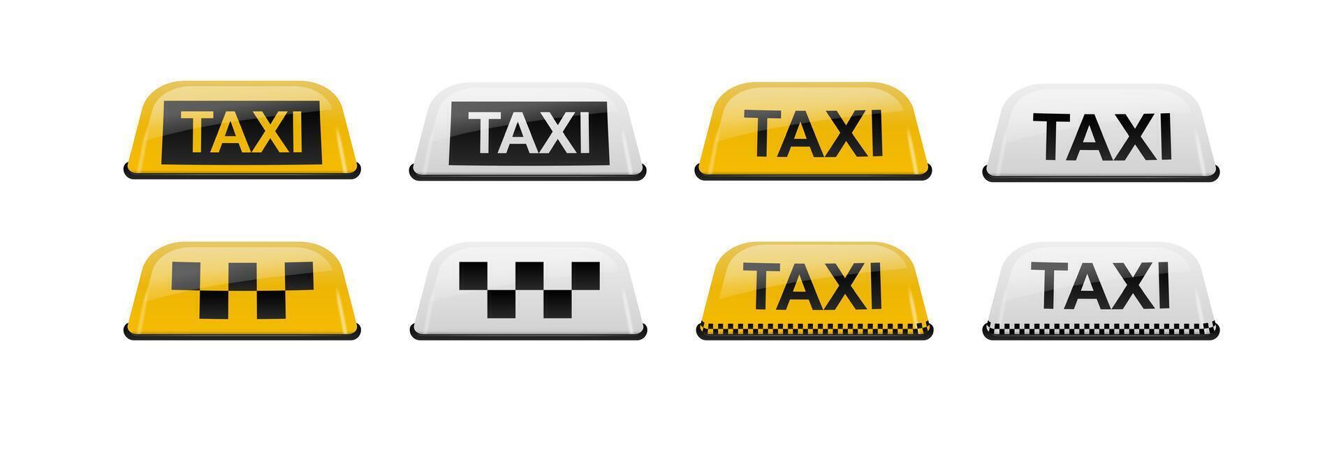 Taxi car roof sign set vector