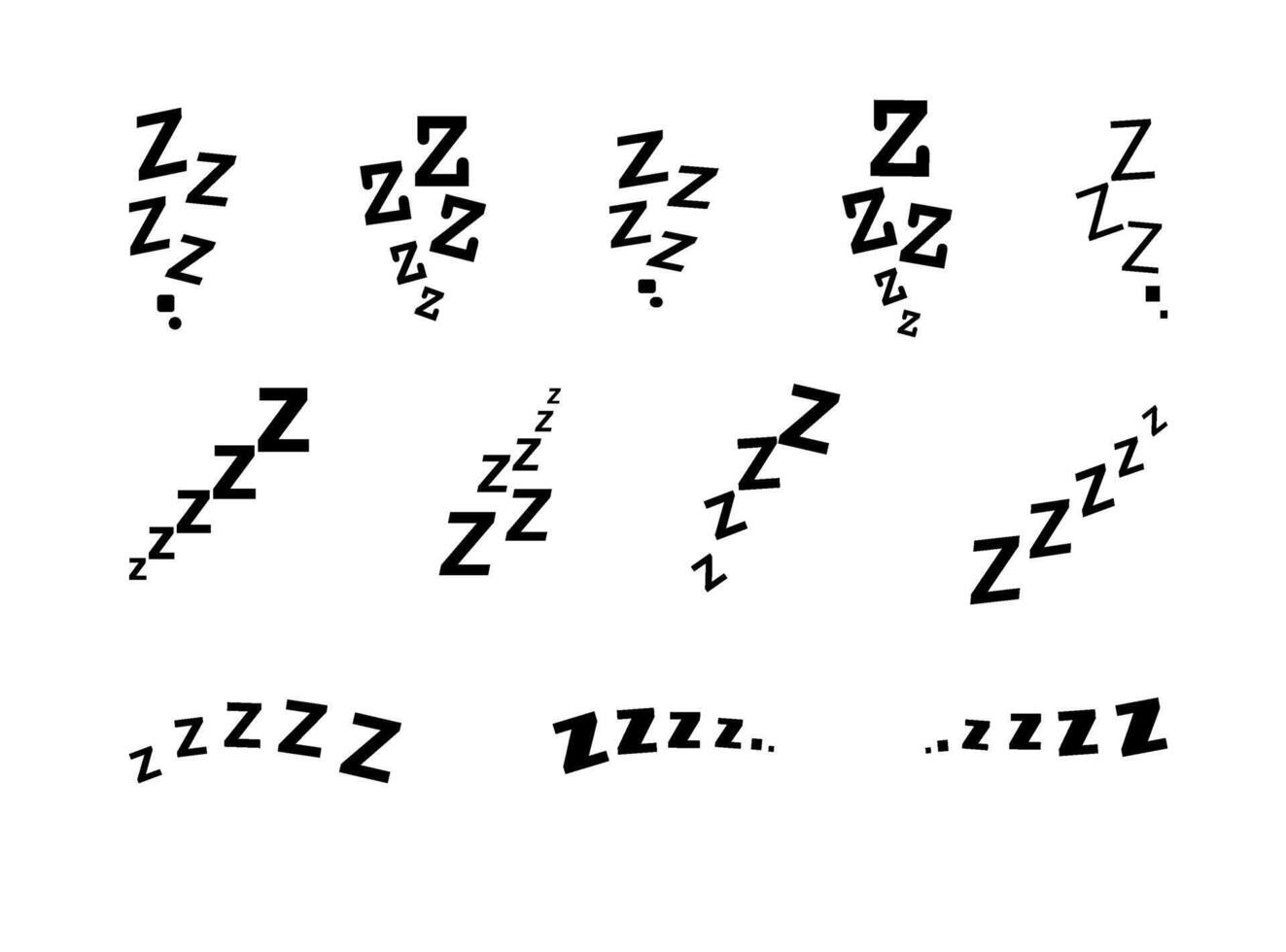 Zzz bed sleep snore icons vector