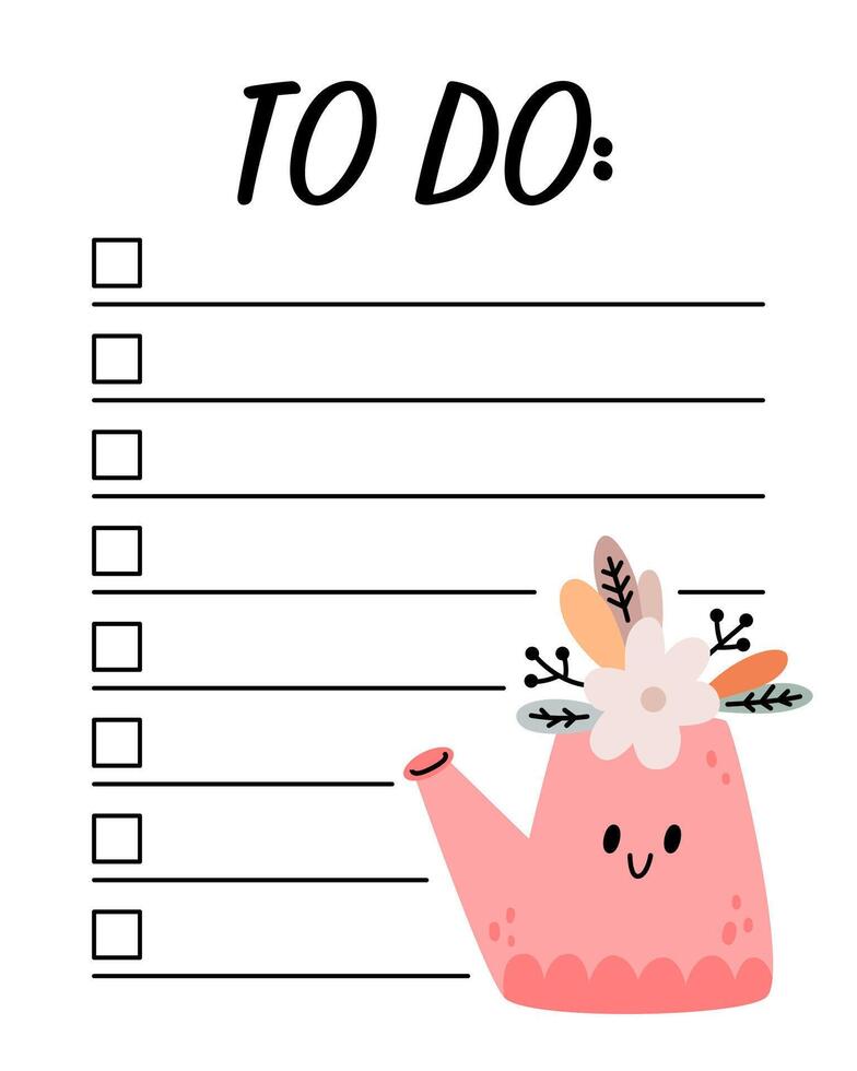 Easter to do list template. Organizer and Schedule with place for Notes. Good for Kids. vector