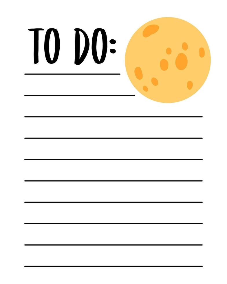 To do list template. Organizer and Schedule with place for Notes. Good for Kids. vector