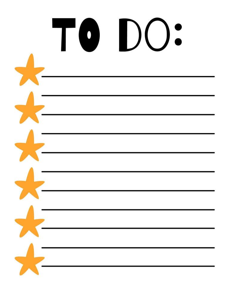 To do list template. Organizer and Schedule with place for Notes. Good for Kids. vector