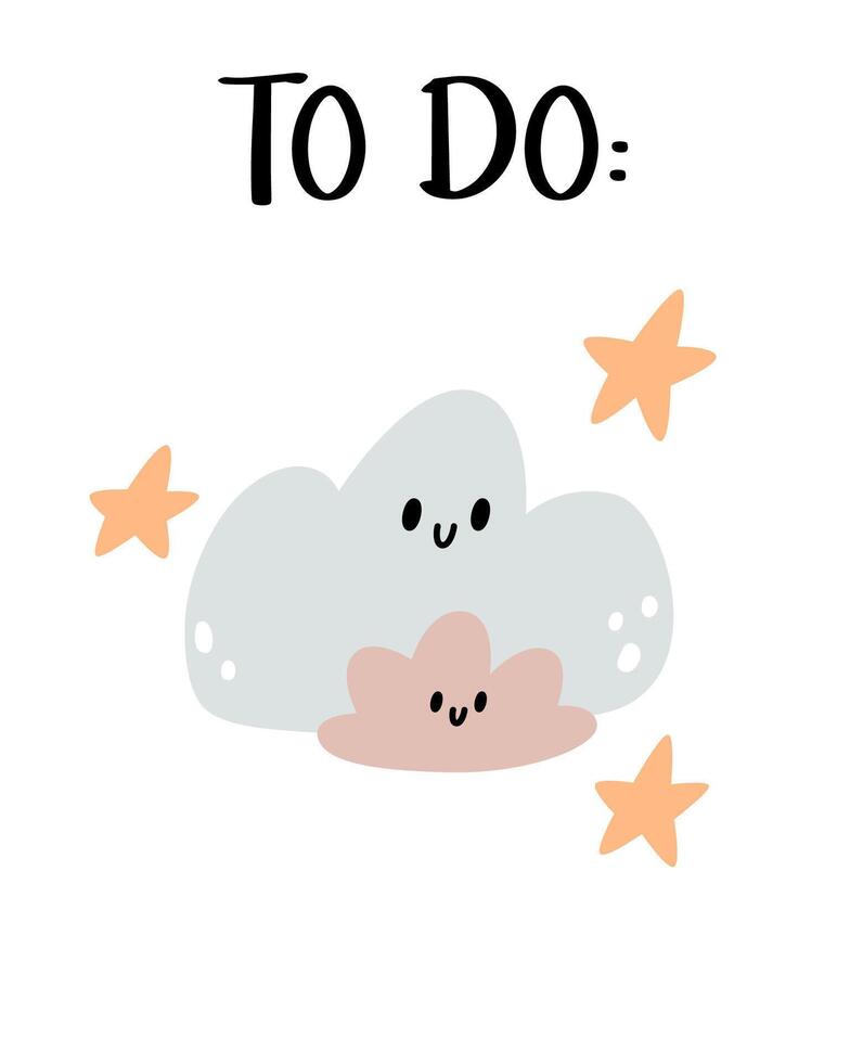 Baby shower to do list template. Organizer and Schedule with place for Notes. Good for Kids. vector