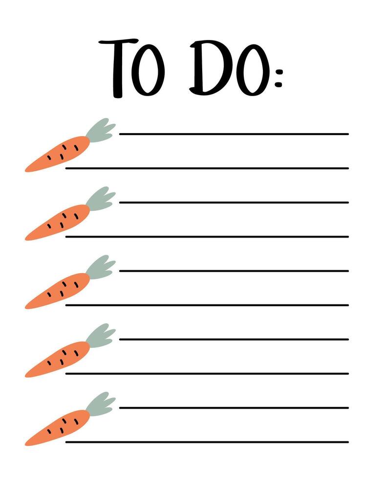 Easter to do list template. Organizer and Schedule with place for Notes. Good for Kids. vector