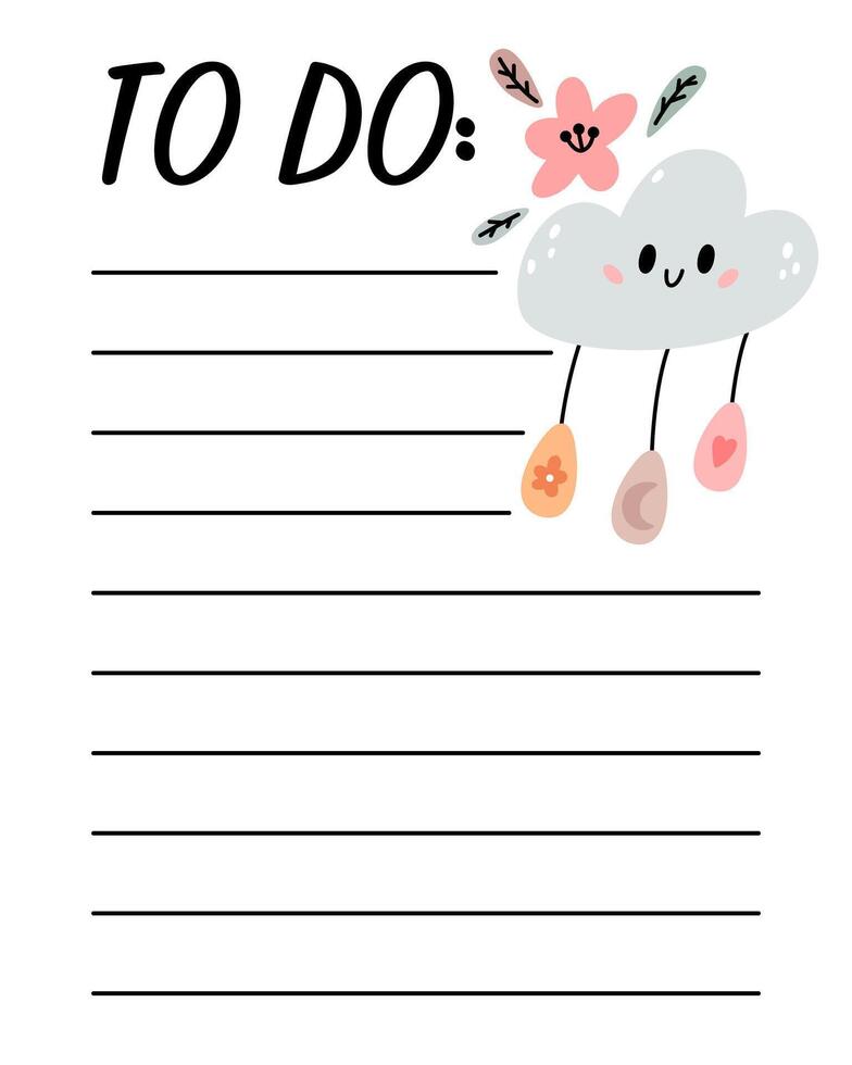 Easter to do list template. Organizer and Schedule with place for Notes. Good for Kids. vector