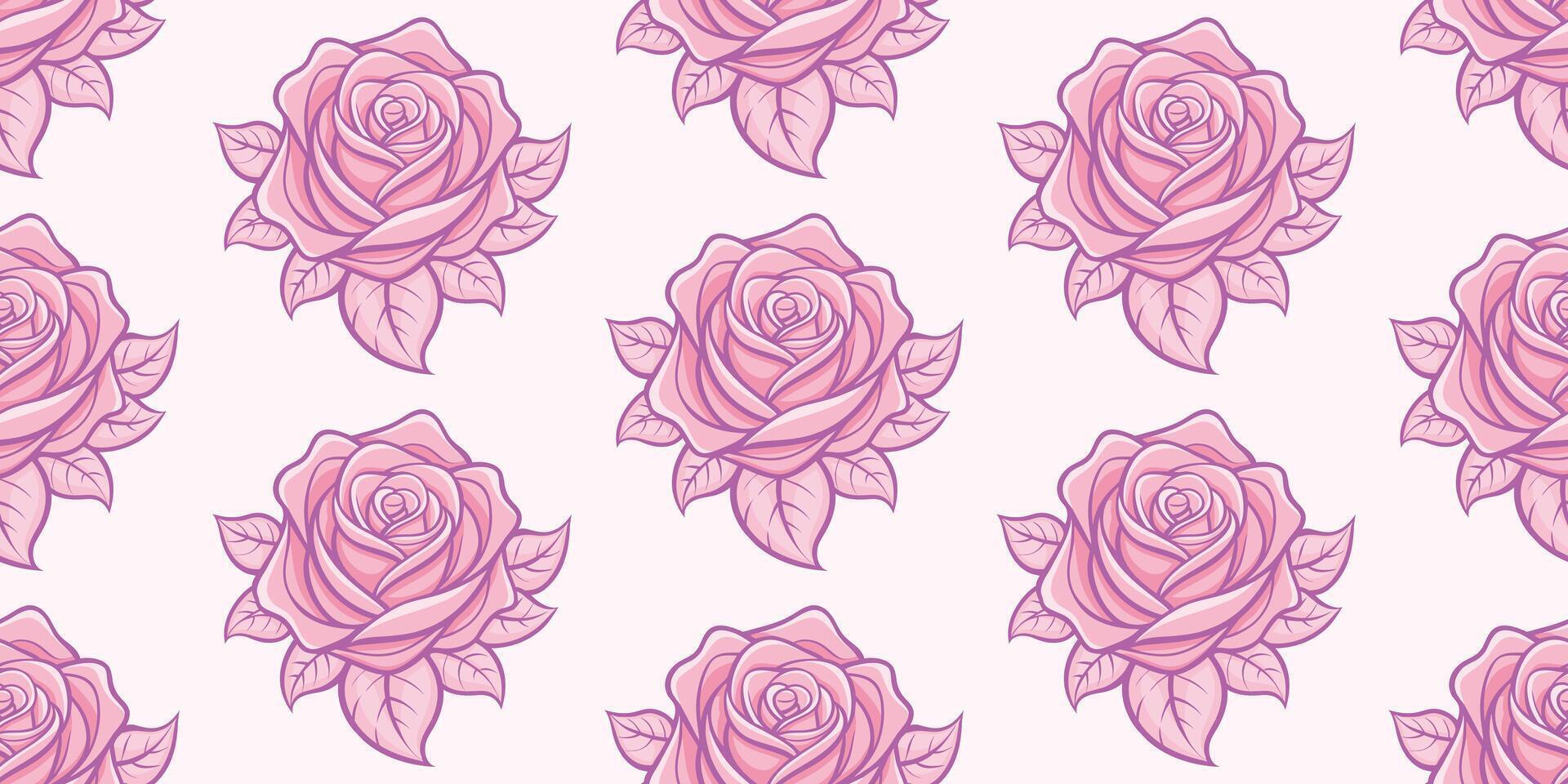 Background with monochrome pink roses drawn by hand. Seamless floral pattern of roses. For textile, wallpaper, and crafting projects. illustration. vector