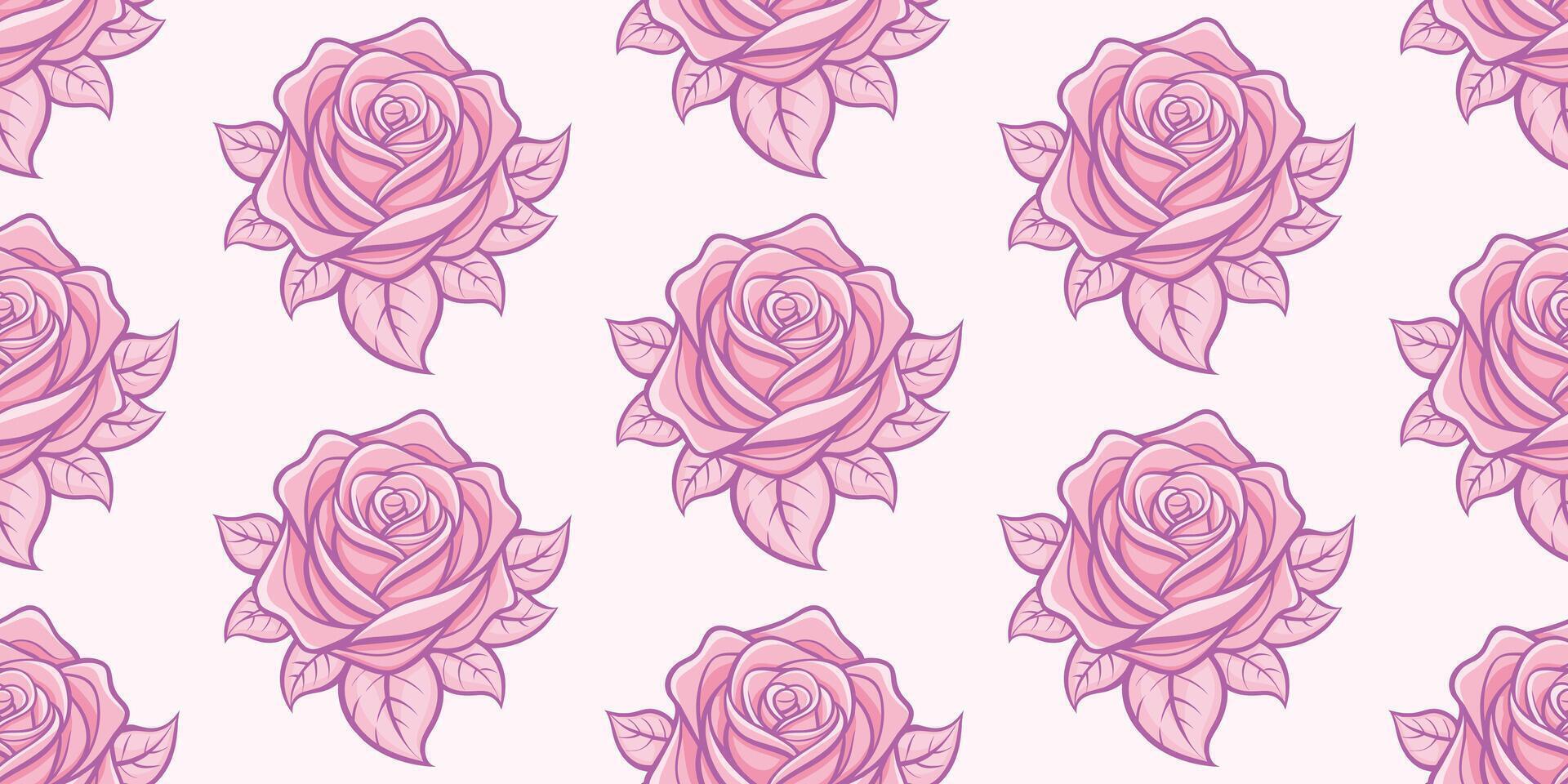 Background with monochrome pink roses drawn by hand. Seamless floral pattern of roses. For textile, wallpaper, and crafting projects. illustration. vector