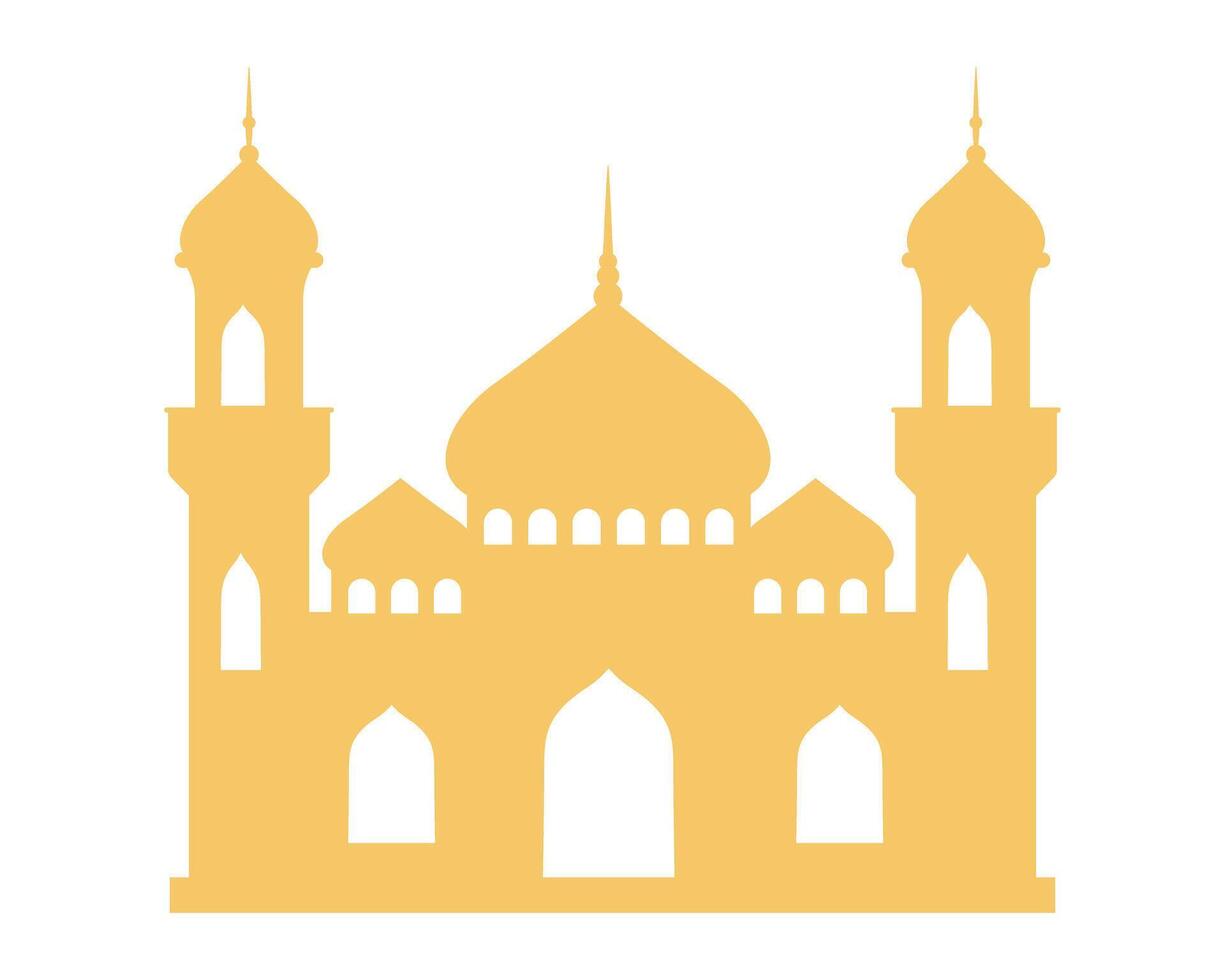 Silhouette of a muslim mosque building with a minaret. Mosque muslim arabic architecture religious graphics. Prayer building islamic culture. Flat style, sacred architecture. illustration. vector