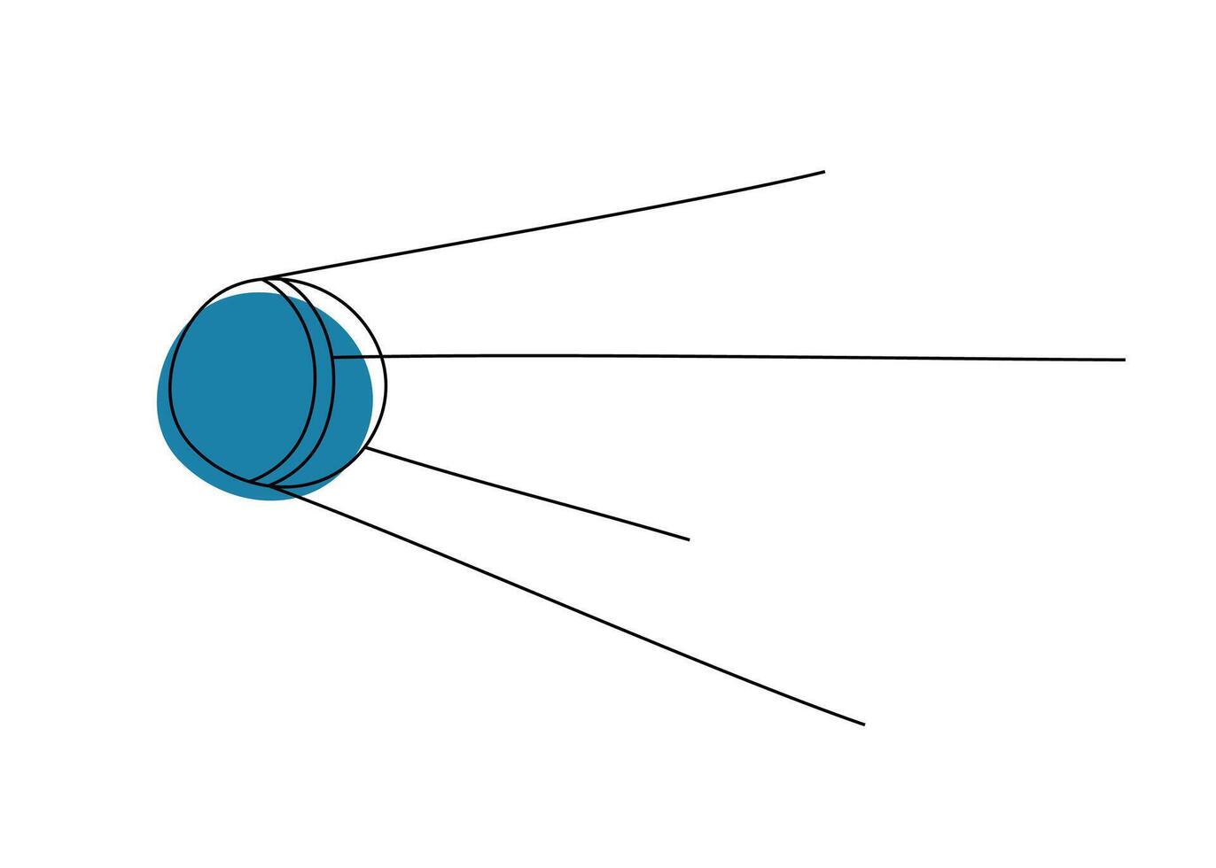 Sputnik satellite illustration isolated on white background. Three pictures of Sputnik vector
