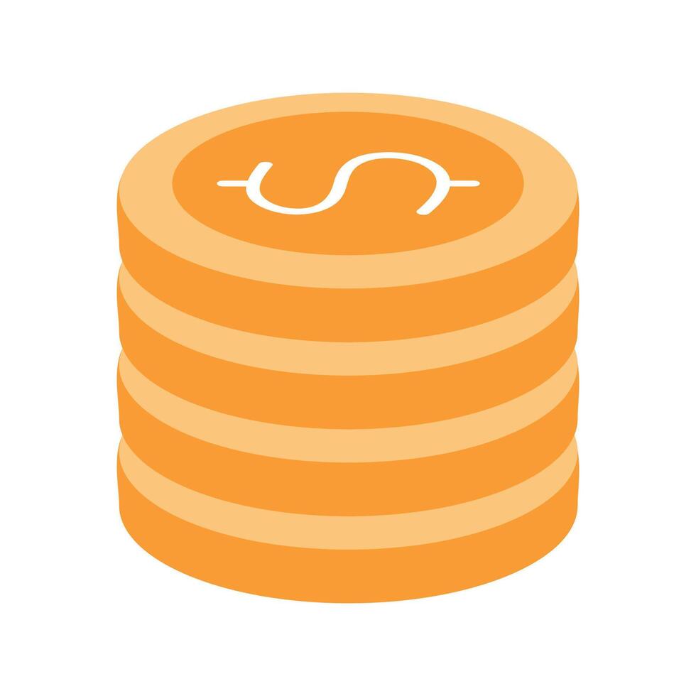 A neat stack of orange coins arranged in vertical piles, showcasing wealth and financial stability. vector