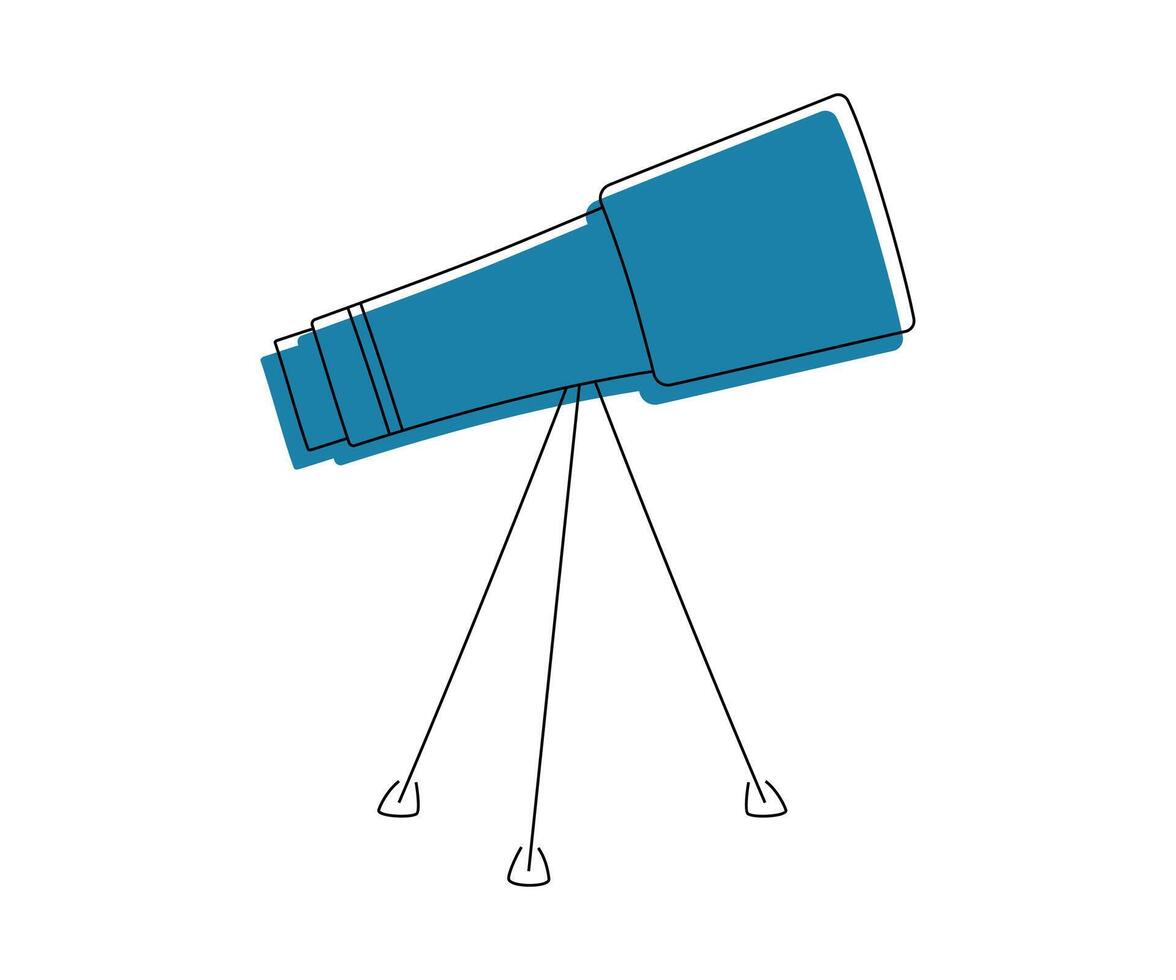 A detailed drawing of a telescope, shown isolated on a white background. vector