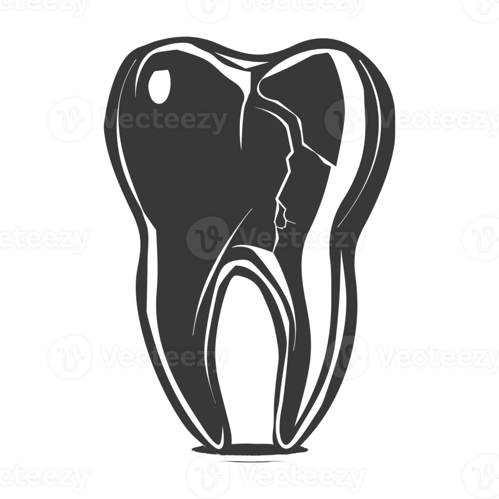 silhueta cavidade dente Preto cor só cheio corpo png