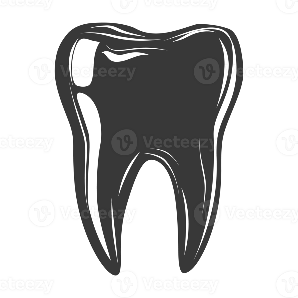 Silhouette cavity tooth black color only full body png