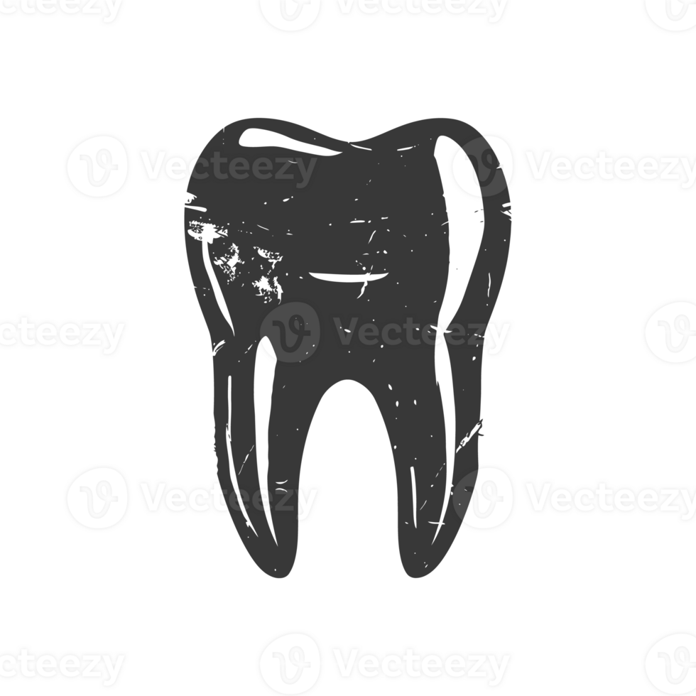 Silhouette cavity tooth black color only full body png