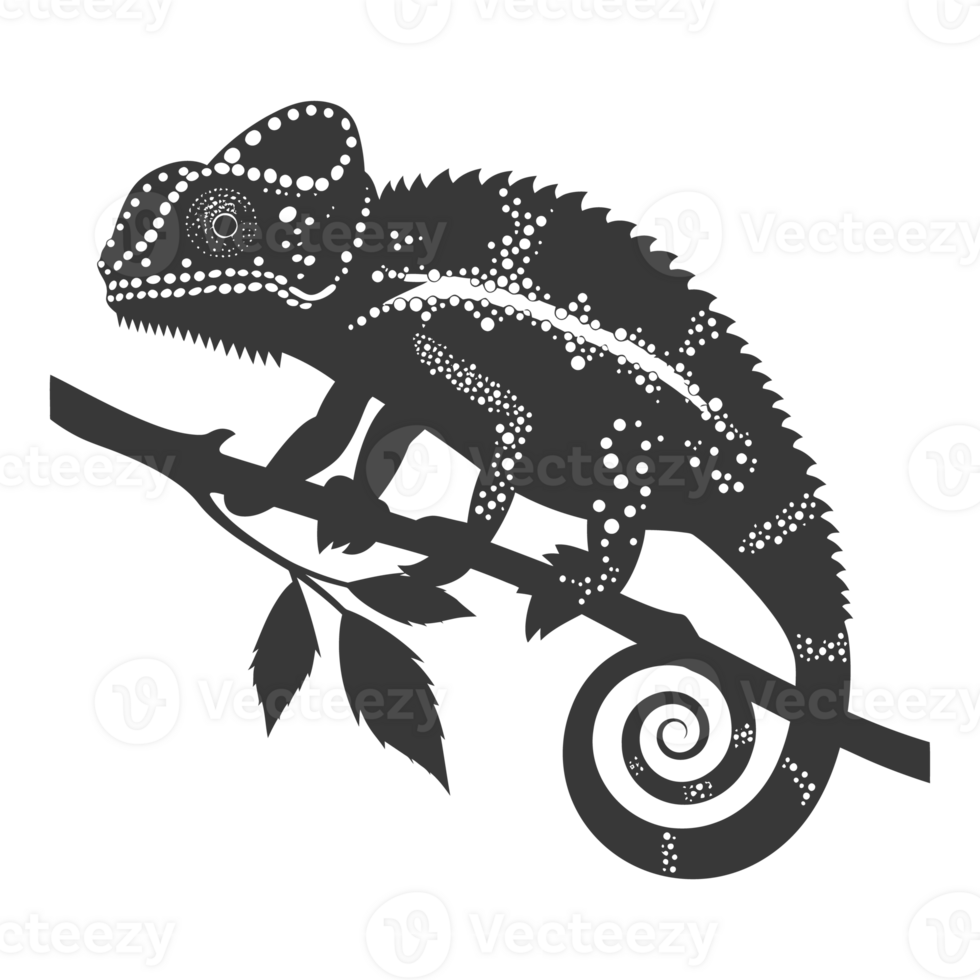 silhuett kameleont djur- svart Färg endast full kropp png