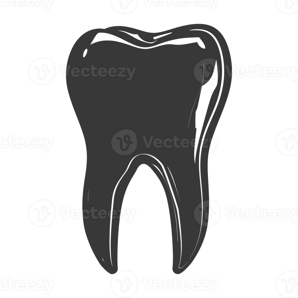 Silhouette cavity tooth black color only full body png