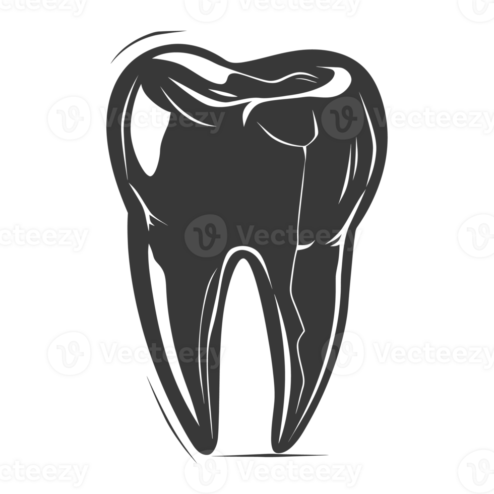 Silhouette cavity tooth black color only full body png