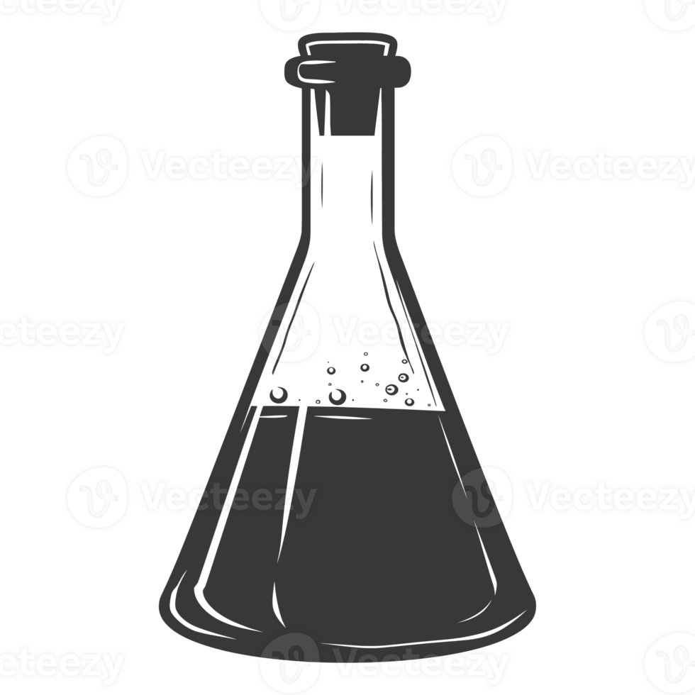Silhouette Erlenmeyer Flask Tube Laboratory Glassware black color only png