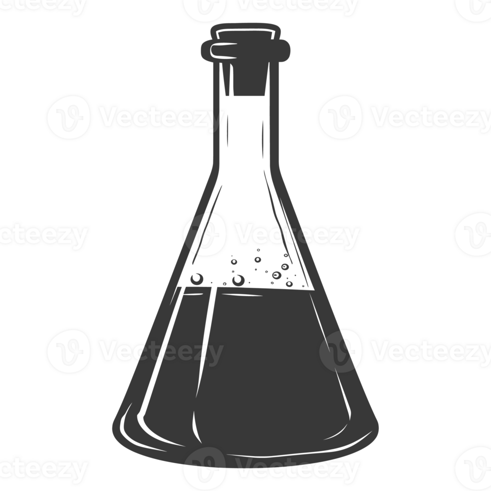 silueta erlenmeyer matraz tubo laboratorio cristalería negro color solamente png
