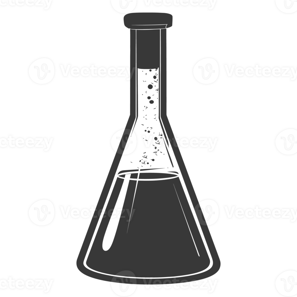 silueta erlenmeyer matraz tubo laboratorio cristalería negro color solamente png