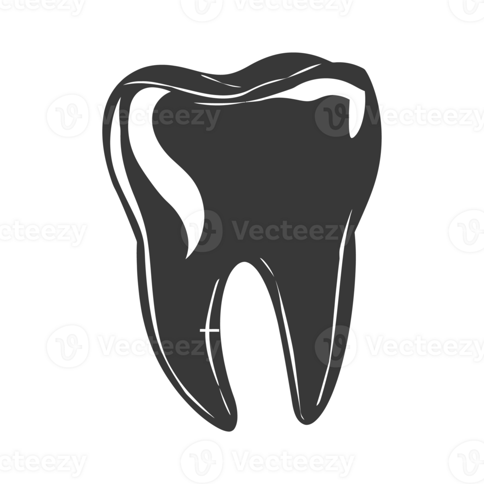 Silhouette cavity tooth black color only full body png