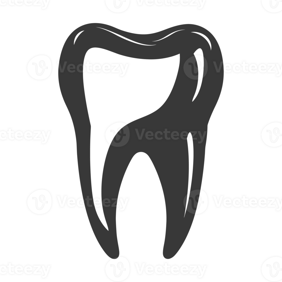 Silhouette cavity tooth black color only full body png