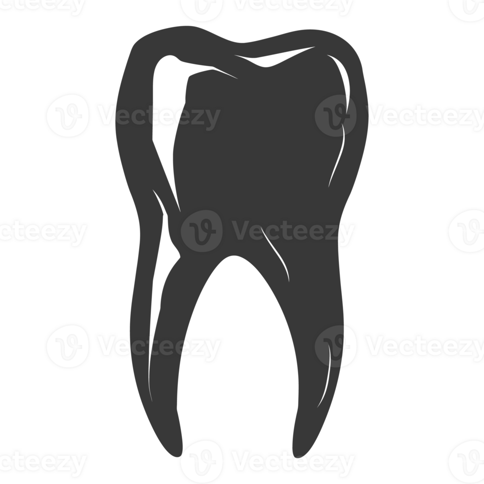 Silhouette cavity tooth black color only full body png