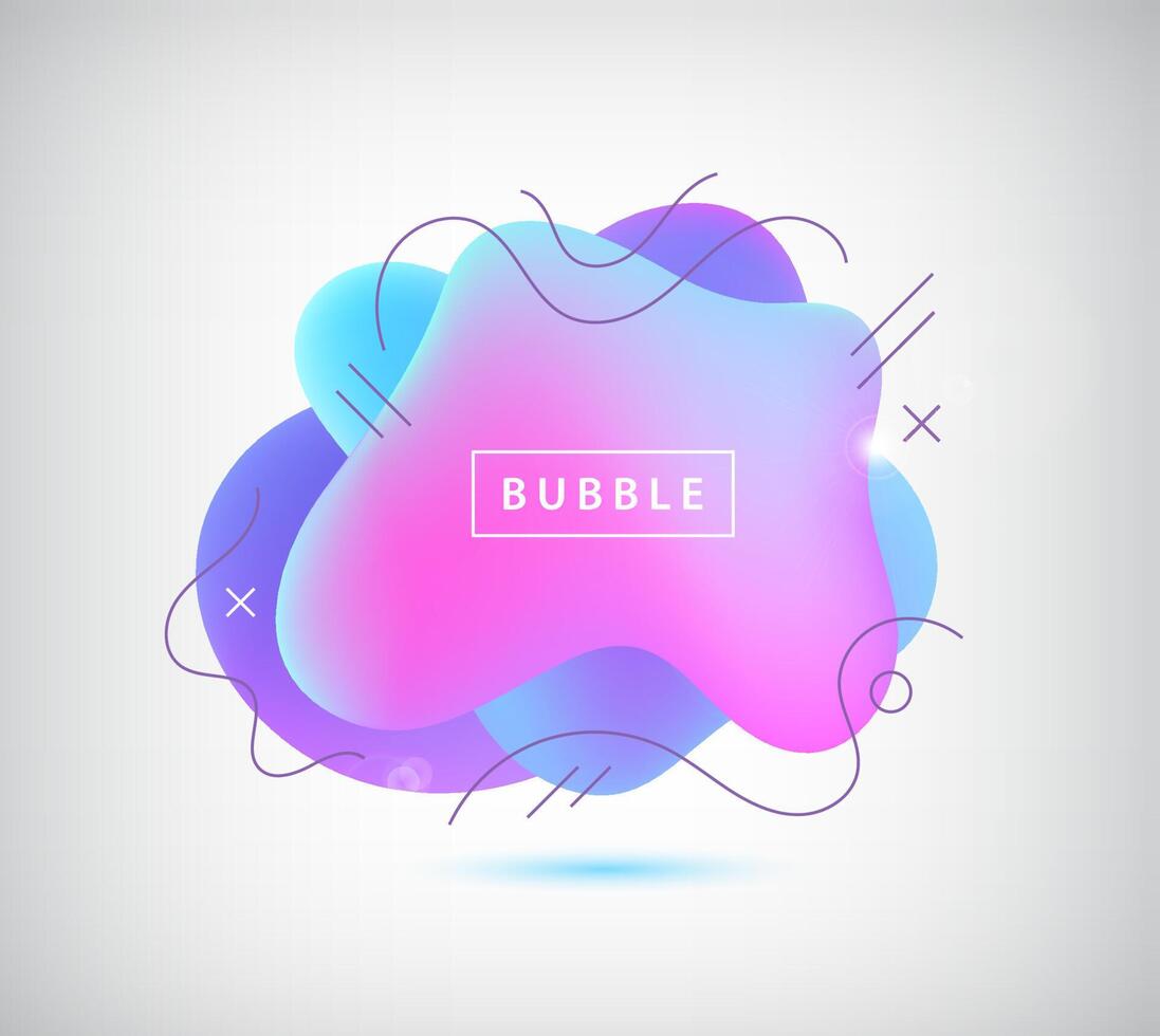 3d gradient spot, bubble with wavy lines. Abstract element for trendy vibrant color design. Use for logos, tags, labels, background. Fluid blot, wavy drop, flowing element isolated. vector