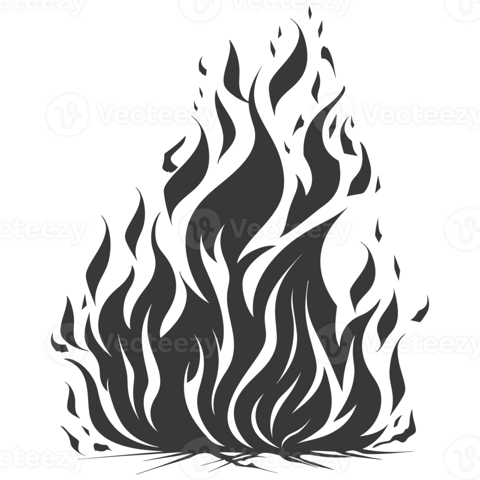 Silhouette Fire flame flare blaze black color only png