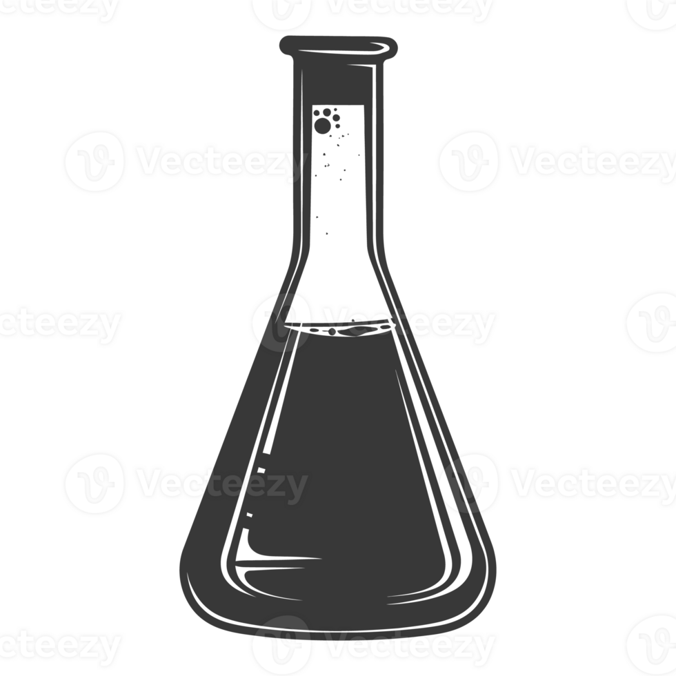 Silhouette Erlenmeyer Flask Tube Laboratory Glassware black color only png