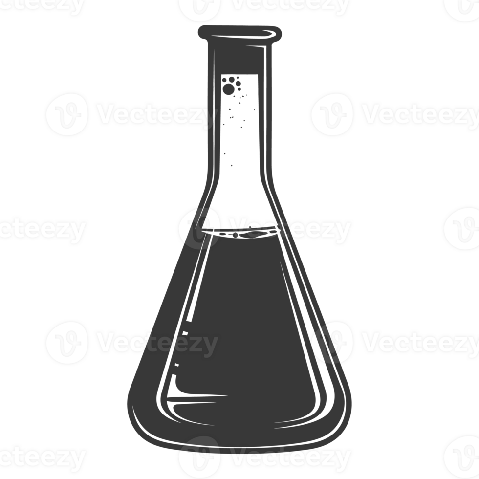 silhueta erlenmeyer frasco tubo laboratório artigos de vidro Preto cor só png