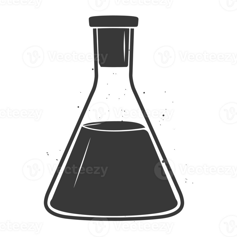 silhouette erlenmeyer borraccia tubo laboratorio cristalleria nero colore solo png