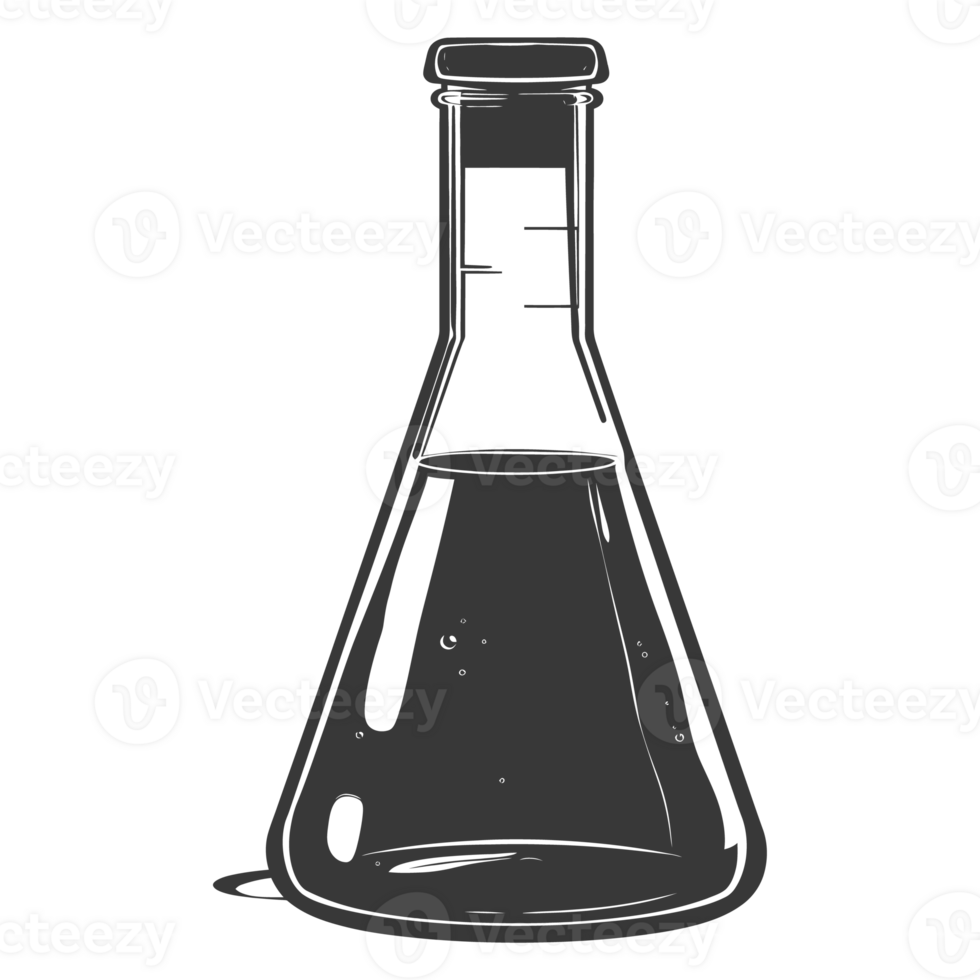 Silhouette Erlenmeyer Flask Tube Laboratory Glassware black color only png