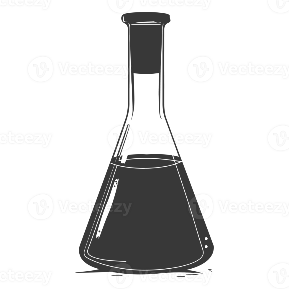silhueta erlenmeyer frasco tubo laboratório artigos de vidro Preto cor só png
