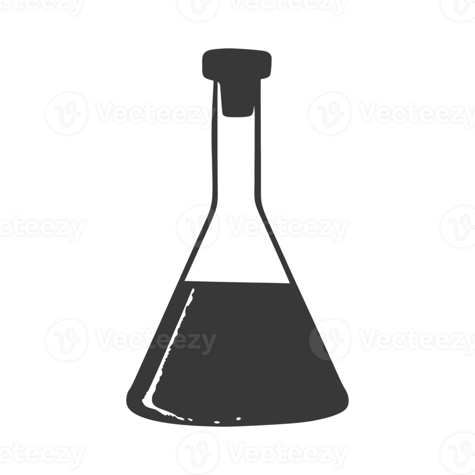 silhueta erlenmeyer frasco tubo laboratório artigos de vidro Preto cor só png