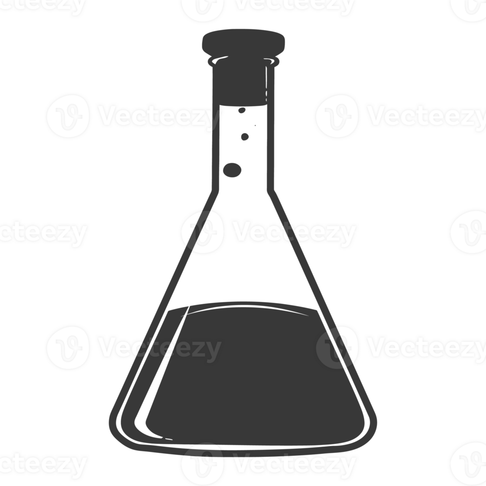 silueta erlenmeyer matraz tubo laboratorio cristalería negro color solamente png