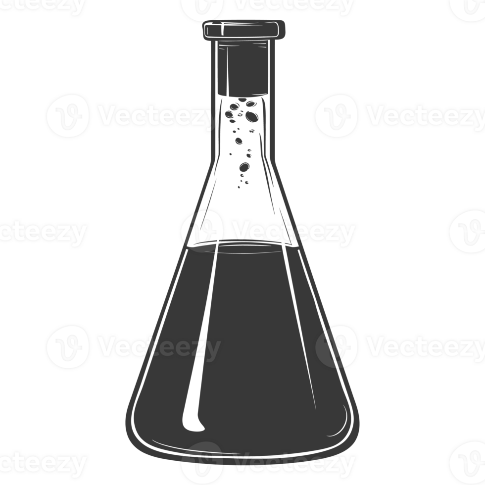 Silhouette Erlenmeyer Flask Tube Laboratory Glassware black color only png