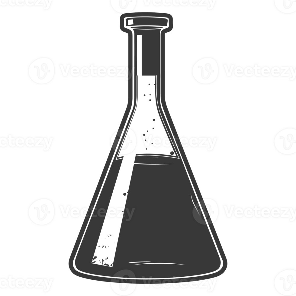 Silhouette Erlenmeyer Flask Tube Laboratory Glassware black color only png