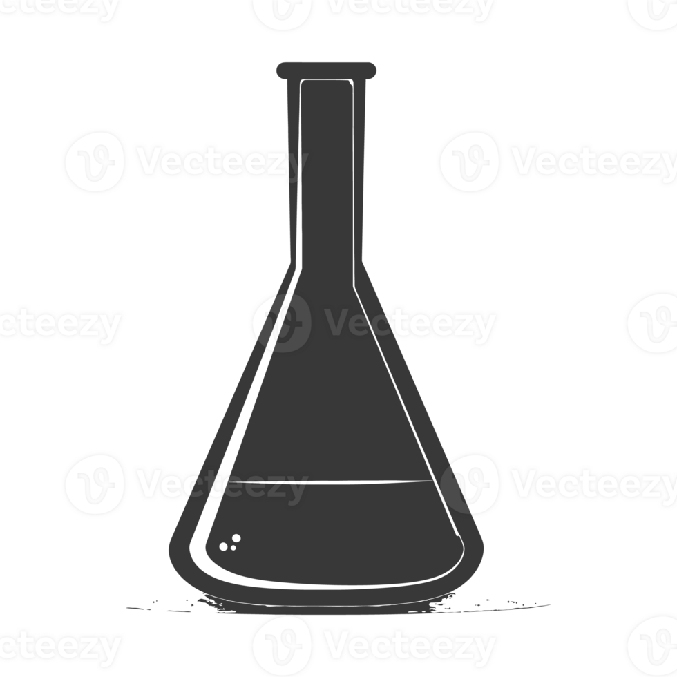 Silhouette Erlenmeyer Flask Tube Laboratory Glassware black color only png