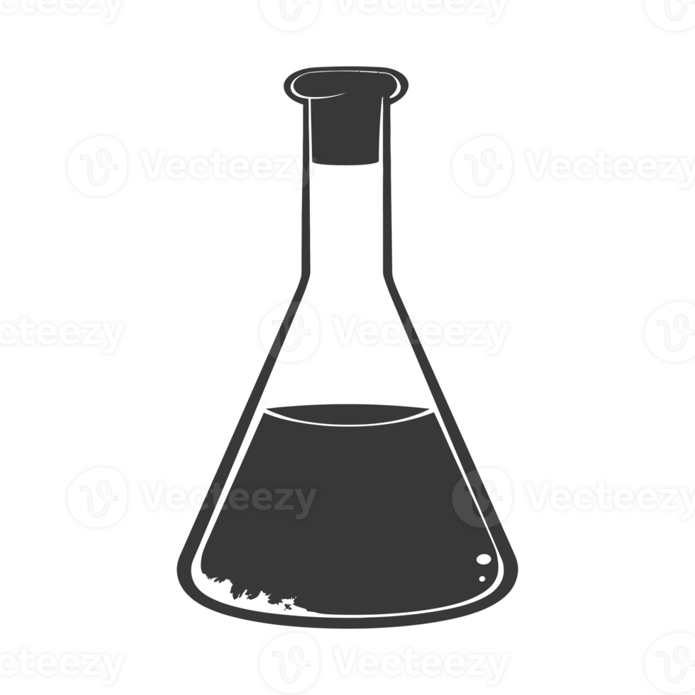 silhueta erlenmeyer frasco tubo laboratório artigos de vidro Preto cor só png