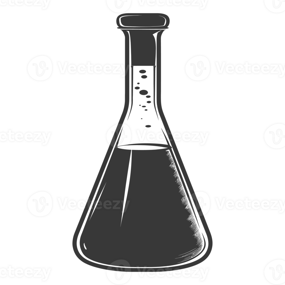 Silhouette Erlenmeyer Flask Tube Laboratory Glassware black color only png